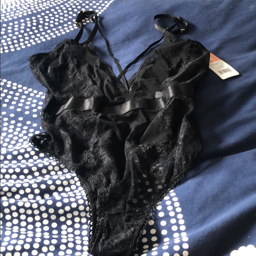 NWT REAL LINGERIE BLACK LAXE TEDDY